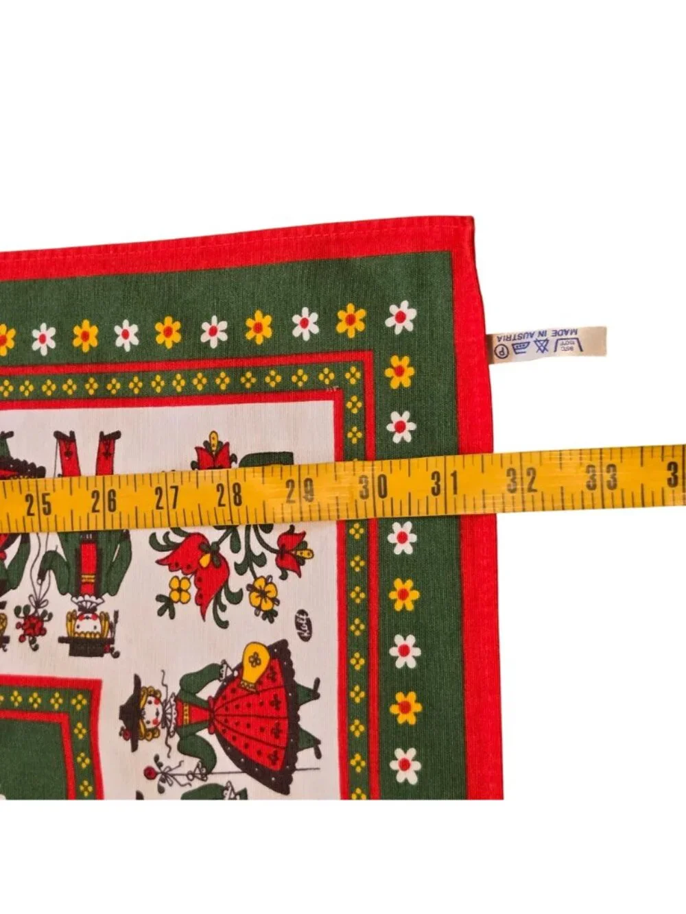 Vintage Kolf Folkloric Austrian Folk Art Scarf Tablecloth Cotton Austria